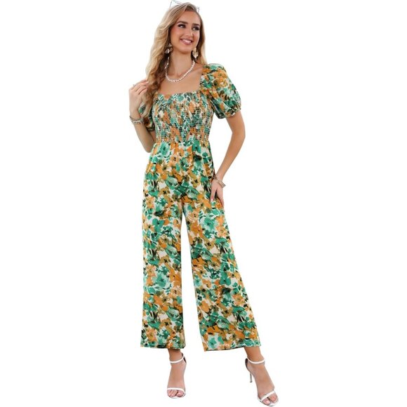 Fashion Floral Jumpsuits for Women Loose Romper Short Sleeve Autumn Camouflage - Picture 1 of 6